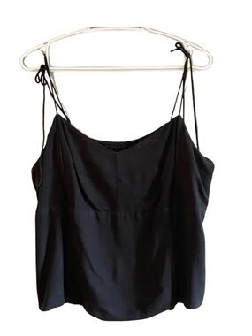 Old Navy Black Tie-Strap Cropped Tank w Smocked Back – Plus Size 2X EUC